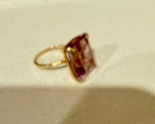 Solid 14K Yellow Gold Large Amethyst Cocktail...