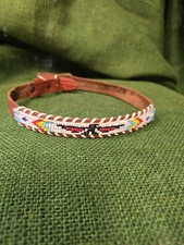 Youth Western Beaded Leather Belt Native American Thunderbird 23.5" Unisex