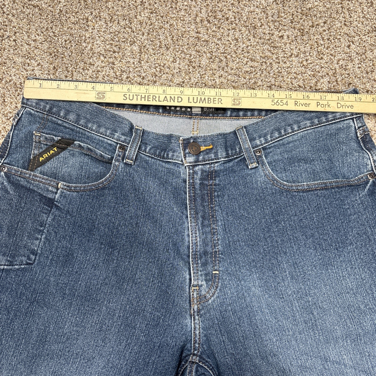 Ariat Rebar M4 Relaxed Boot Jeans Mens Blue Denim 38x30 Fits 38 X 29.5 - View 9