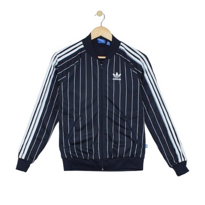 Adidas Trainingsjacke Damen Größe 6 Blau Streifen Freizeit Logo