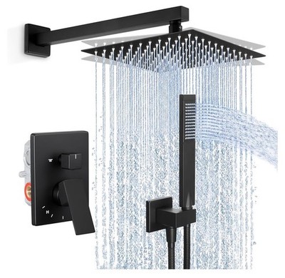 KES XBN6230S12-BK Complete Shower System-12 in Rainfall Head, Trim Kit.
