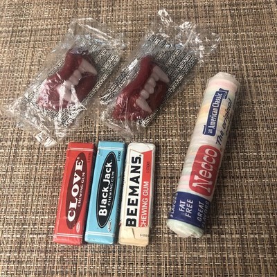 Vintage Candy Gum LOT; Halloween Wax Vampire Fangs + Nostalgic Classics NOS!