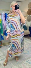 GigiO Women’s Caftan Colorful Abstract Print Maxi Dress Size s
