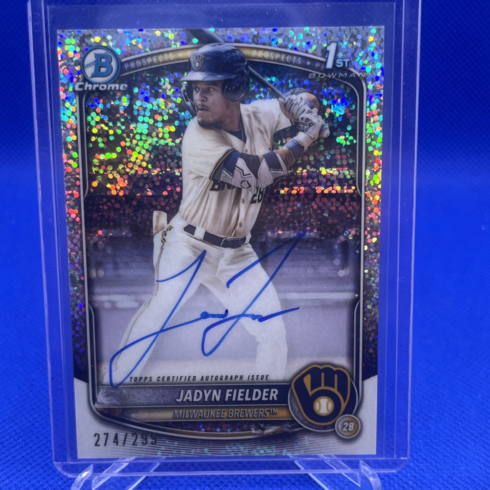 Jadyn Fielder 2025 Bowman Chrome Speckle Refractor Auto/299 CPA-JF Brewers