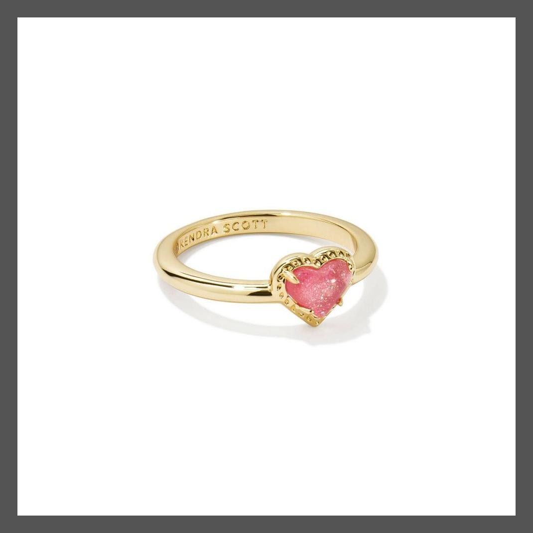 Кольцо Kendra Scott Anna Band на День Святого Валентина - Ярко-розовая иллюзия украшенная мрамором 3990₽
