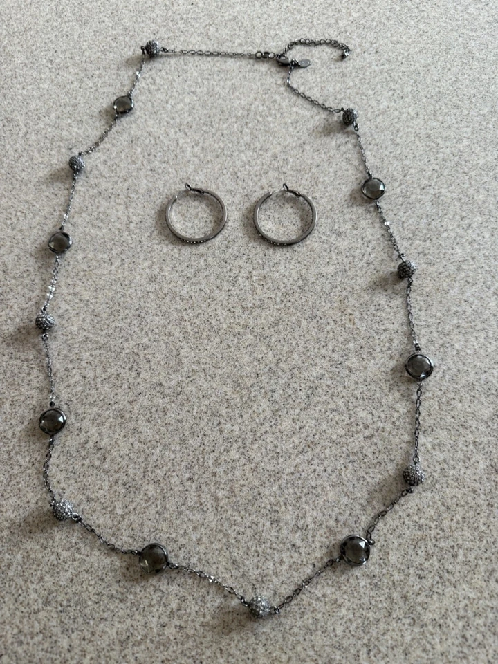 Lia Sophia 珠宝 Standing Ovation 耳环 Hematite & Jody 水晶项链 EC — 第 3/4 张图片