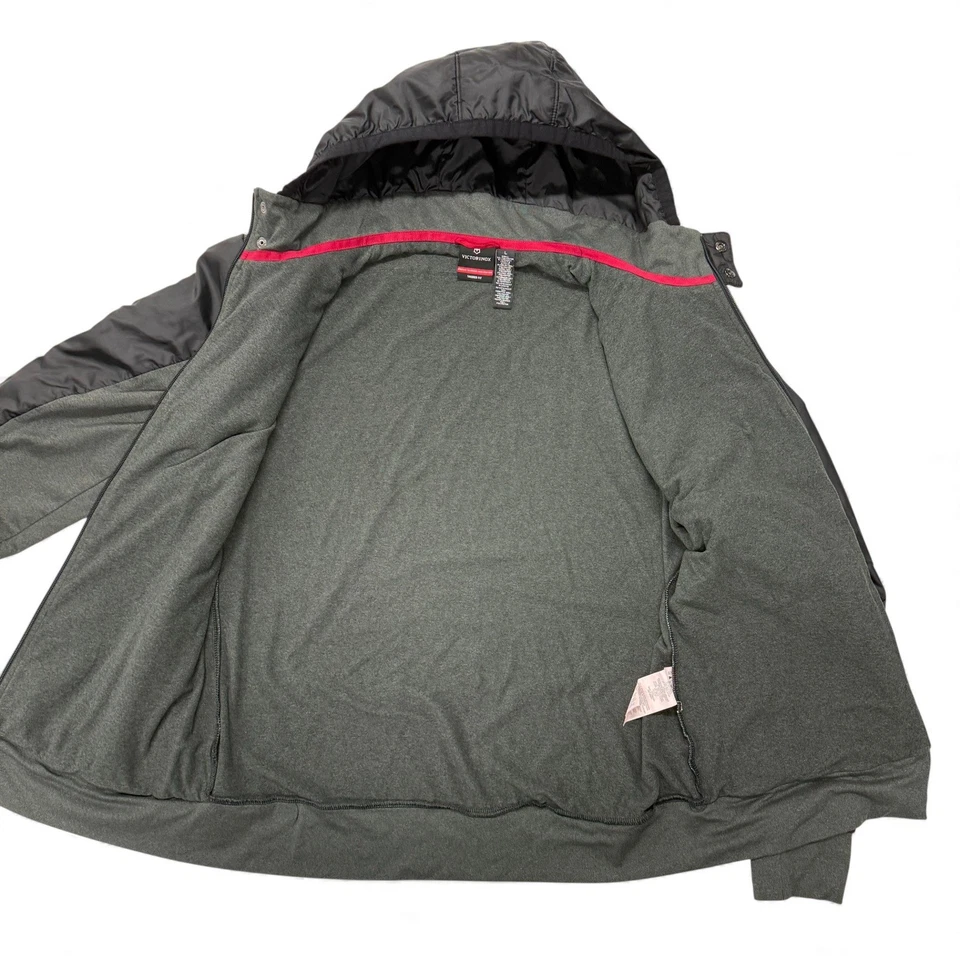 Victorinox Lightweight Hooded Jacket Black Grey Full Zip Tailored Fit Mens Large - Image 3 of 4