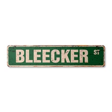BLEECKER Vintage Street Sign Metal Plastic new york city manhattan