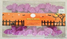 New Halloween FLYING BATS INDOOR OUTDOOR LIGHT SET PURPLE BLACK SET OF 10