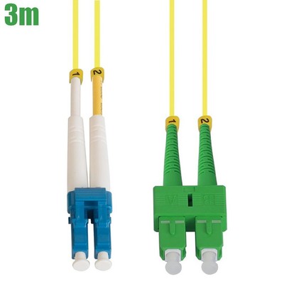 3M LC UPC to SC APC Duplex 9/125 Single Mode Fiber Optic Patch Cable OFNR Yellow