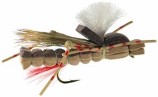 Fly Fishing Flies (Bass, Bream, Trout, Salmon) Foam Sandwich Hopper Tan (x 6)