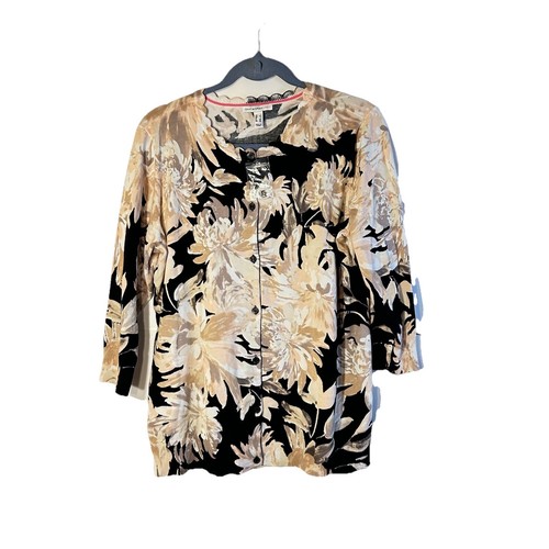 Isaac Mizrahi Live Womens Cardigan Button Down Sweater Floral 3/4 Sleeve NWOT - Picture 6 of 10