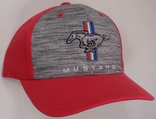 Hat Cap Licensed Ford Mustang Tri Bar Red Grey CF