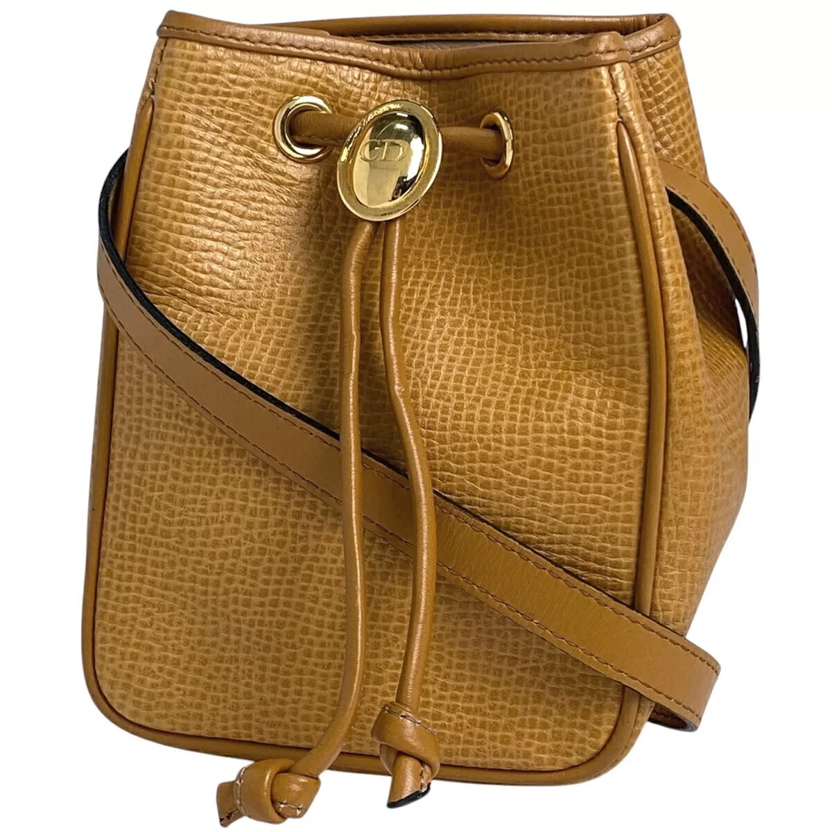 Sac bandoulière Christian Dior logo cuir marron cordon