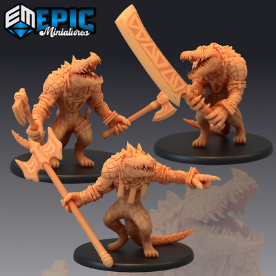 Krokodilkrieger, Dungeons and Dragons Miniatur, D&D Humanoid Monster Fighter