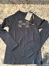 NWT boys Under Armour UA long sleeve YSM Dark Grey 1343014 073 N  Fitted