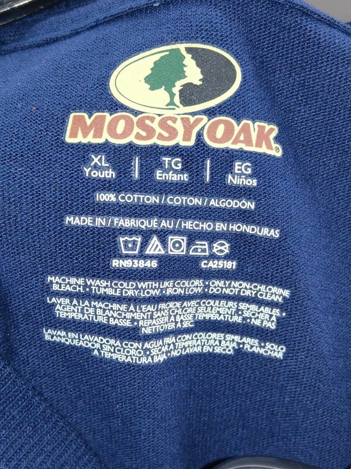 NWT Mossy Oak Youth Boys Size XL Navy Blue 100% Cotton Graphic Logo T-Shirt - Image 3 of 4