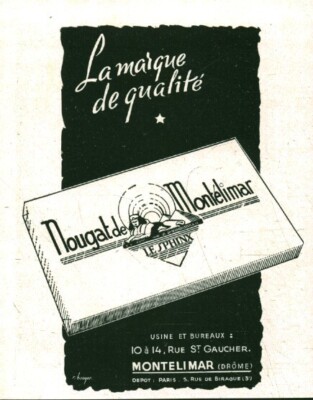 Alte Werbung Nougat von Montélimar 1949 aus Zeitschrift