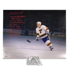 Brett Hull Autograph St Louis 16x20 Hockey Photo 11 Inscriptions Red Ink - BAS