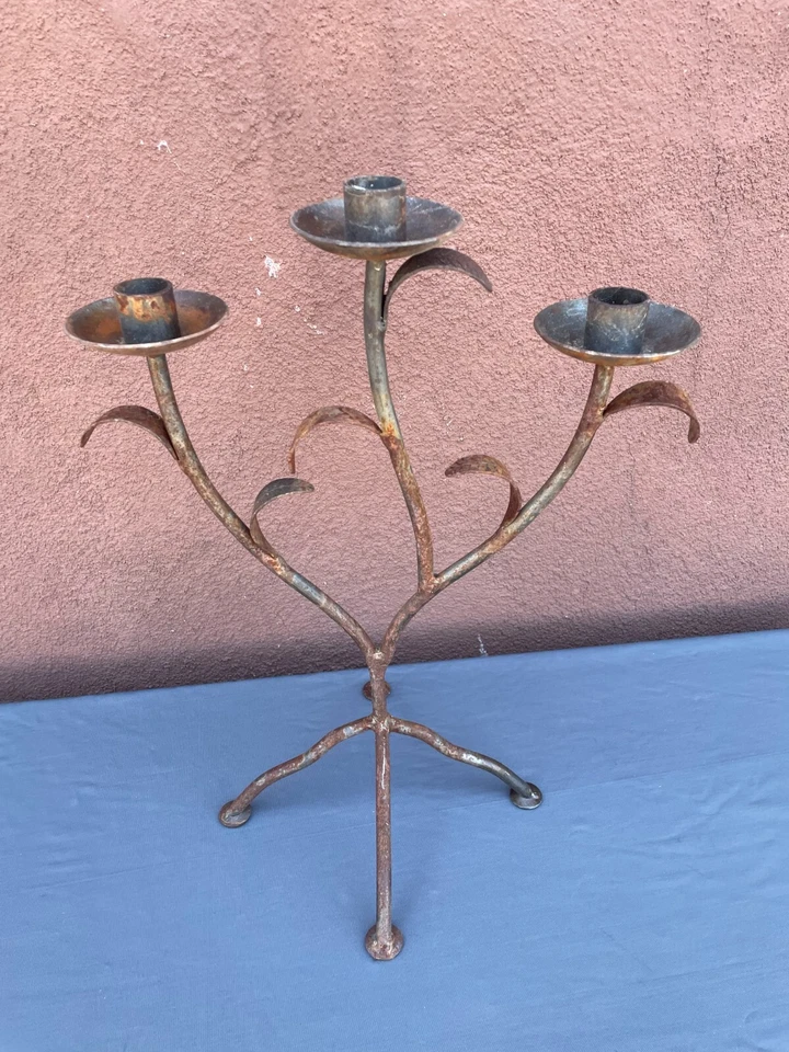 Candelabro Mexicano Vintage Candelabro Candelabro 16"T Rosa 3 Brazos Foto 2 de 4