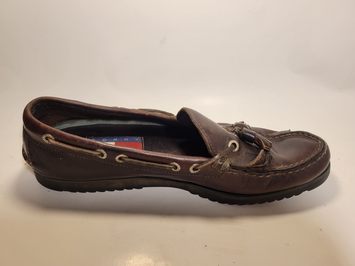 Tommy Hilfiger Mens Brown Leather Kiltie Tassel Loafers Shoes Size 10M Vintage Tommy Hilfiger Vintage Brown Slip-On Tassel | Mercari main image 3