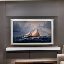 32, 43, 50, 55 inch Ornate frame for Samsung The Frame TV, Soft Ivory finish