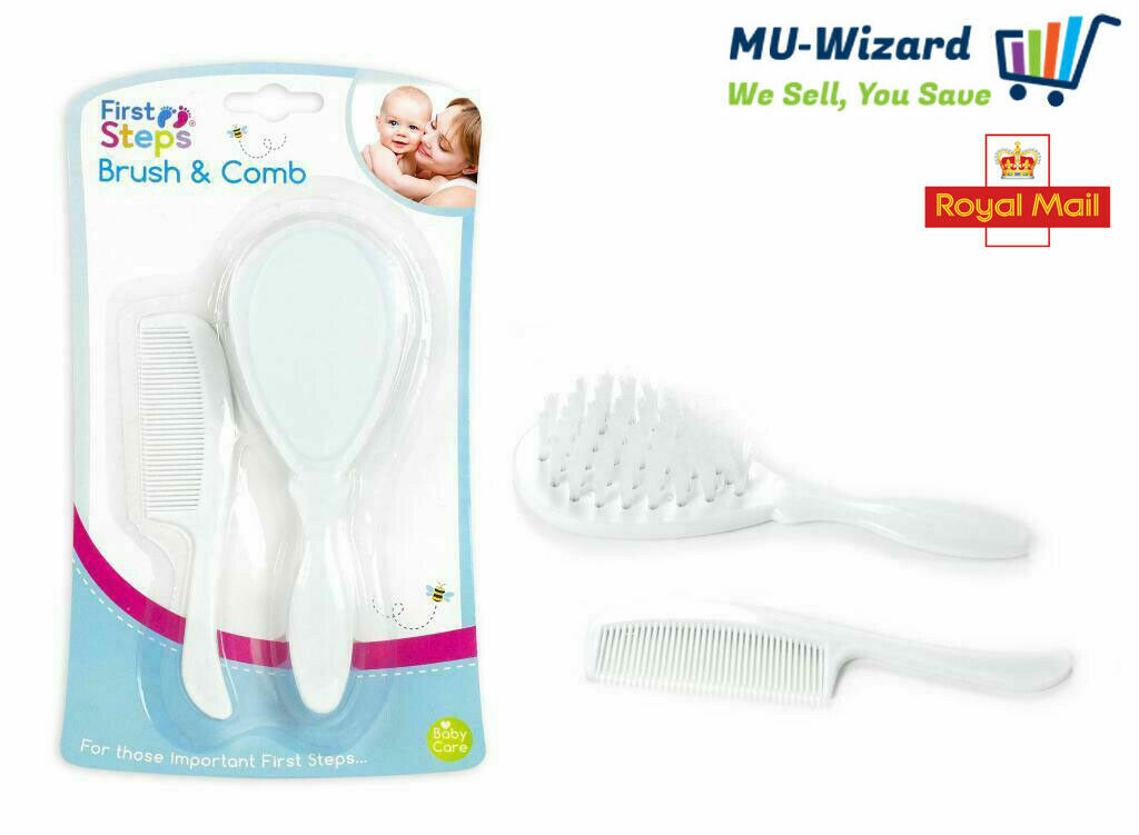 Baby Brush and Comb Set White Soft Gentle for Baby First Steps