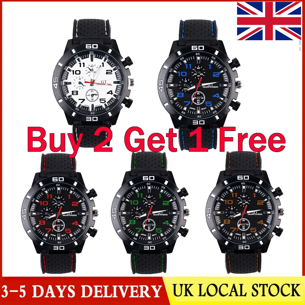 Men Watches Sports Wrist Boys Army Silicon Strap Quartz Cheap Men Watch Blue Red