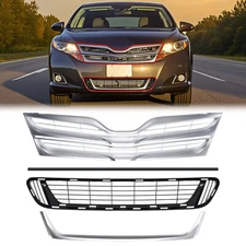 Front Upper & Lower Grille + Molding Trim For Toyota Venza 2013 2014 2015 2016