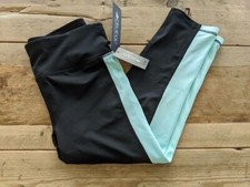 ID IDEOLOGY Black Light Blue SMALL Colorblocked Cropped Legging NEW Mid Rise