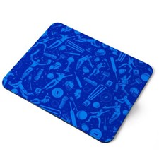 Mouse Mat Pad - Blue Cricket Ball Bat Pattern Laptop PC Desk Office #16490