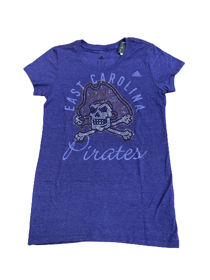 Футболка Adidas NCAA East Carolina Wmns со стразами Фиолетовый/желтый Sz Small EB4359