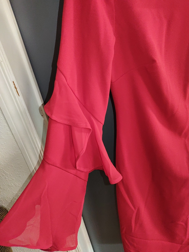 Calvin Klein Women's Red Dress Size 4 Flutter Sleeve Back Zip Sheath 37" Length - Picture 4 of 19