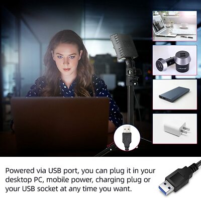 Video Conference Lighting Kit LED Tabletop Light Stand USB Dimmable SH Fast  (1)