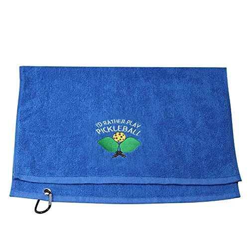 Pickleball Towel I'd Rather Be Playing Pickleball Embroidered Sports Teem Hand