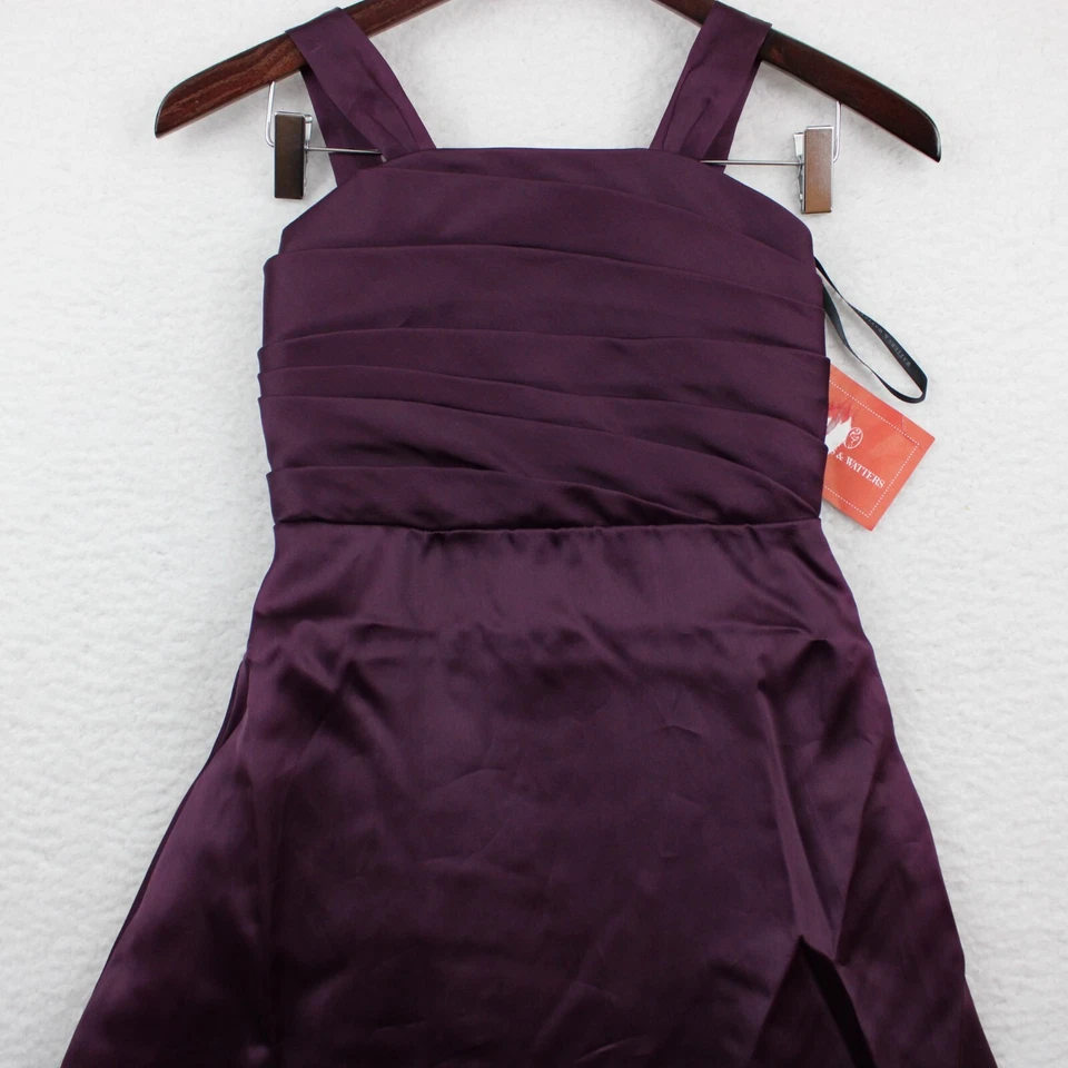 全新 Watters & Watters 42616 女孩伴娘礼服 尺寸 6 闪亮紫色丝绸 — 第 2/4 张图片