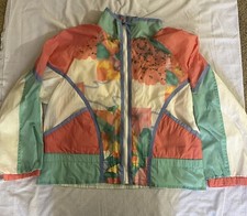 Vintage East West Jacket Womens Size MEDIUM Windbreaker Nylon Colorful Full Zip