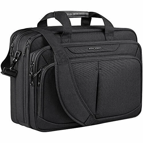 Laptop Bag Expandable Lightweight 17.3 Inch Work Bag Water Repellent Men Black