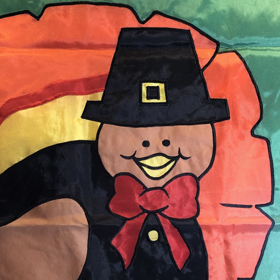 Thanksgiving Fall 28x40 Yard Display Flag Turkey Leaves Green