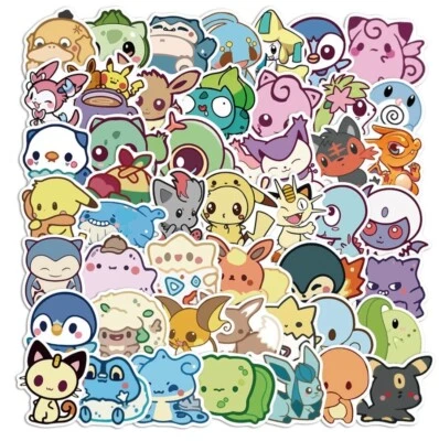 Pokemon Cute Kawaii Chibi Laptop Waterproof Stickers |50 Stickers| - Photo 1/4