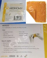 MEDIHONEY Calcium Alginate Wound Burn Dressing 2"x2" -ONE- Derma Sciences 31022