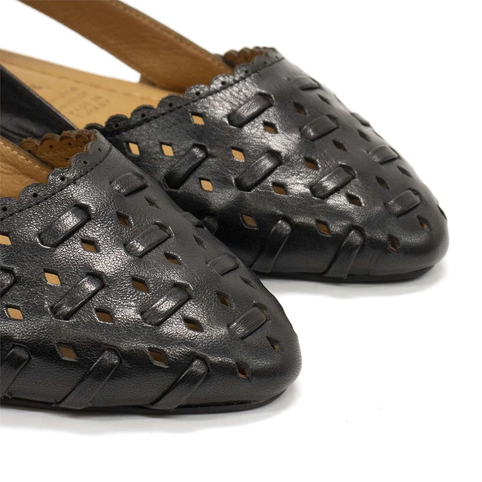 Women Spring Step Delorse Black Leather D'Orsay Flats US 9 EU 40 - Image 2 of 4