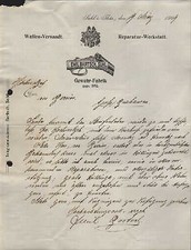 SUHL THÜR., Brief 1909, Gewehr-Fabrik Emil Bartsch