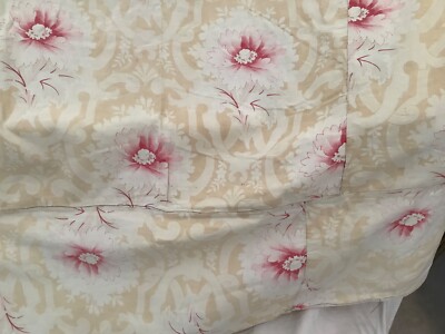 Pale Yellow Floral Antique French Cotton Fabric Distressed 88