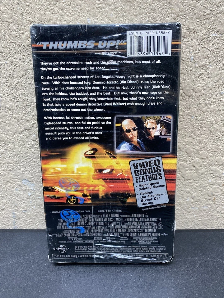 SEALED / UNOPENED The Fast and the Furious VHS 2002 Special Edition Brand New - Image 2 of 4