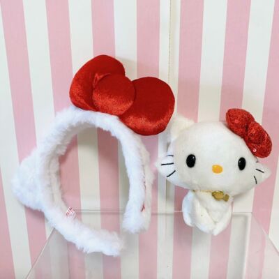 Sanrio Charmmy Charmy Hello Kitty Headband Plush Set White Red Hair Kawaii Rare