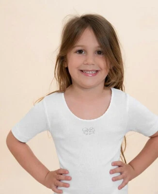 3 T-Shirt Fille Antonella Manche Courte Col Coton avec Broderie - 510200 - Photo 1/2