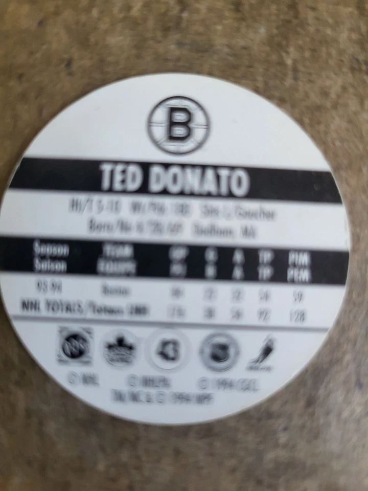 1994-95 Canada Games POG   # 43 TED DONATO   BOSTON BRUINS - Image 2 of 2