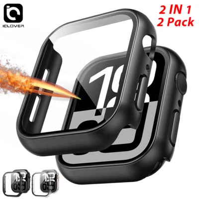 ICLOVER 2x Full Cover Case Glass Screen Protector For Apple Watch Series 10 11 42MM/46mm