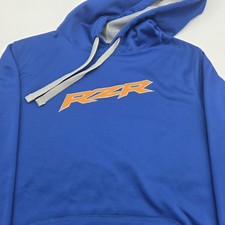Polaris RZR Men's Sz M Blue Embroidered Hoodie Sweatshirt Gold SXS Official